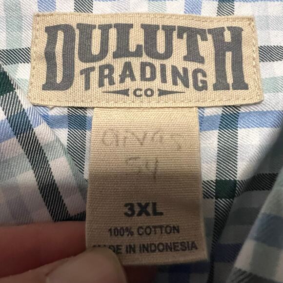 Duluth Trading WrinkleFighter Shirt Mens 3XL Plaid Blue Long Sleeve - Picture 5 of 7